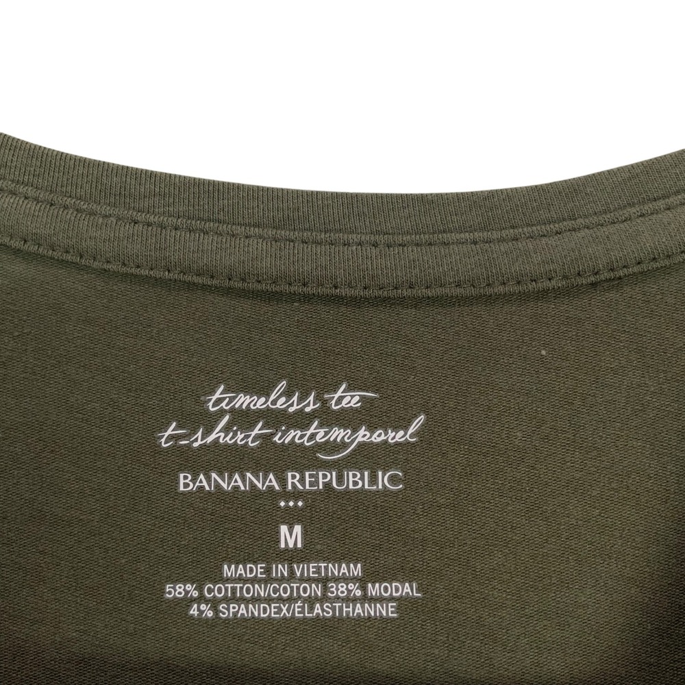 Banana Republic Timeless Tee Olive Green T-Shirt M Pullover Crew Neck Short Slv - Picture 3 of 5